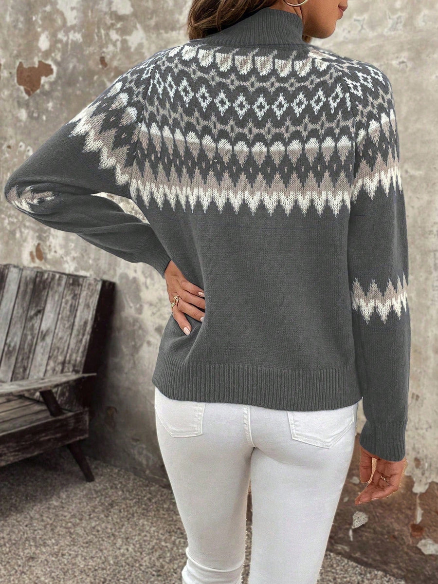 Turtleneck Genser med Nordisk Mønster