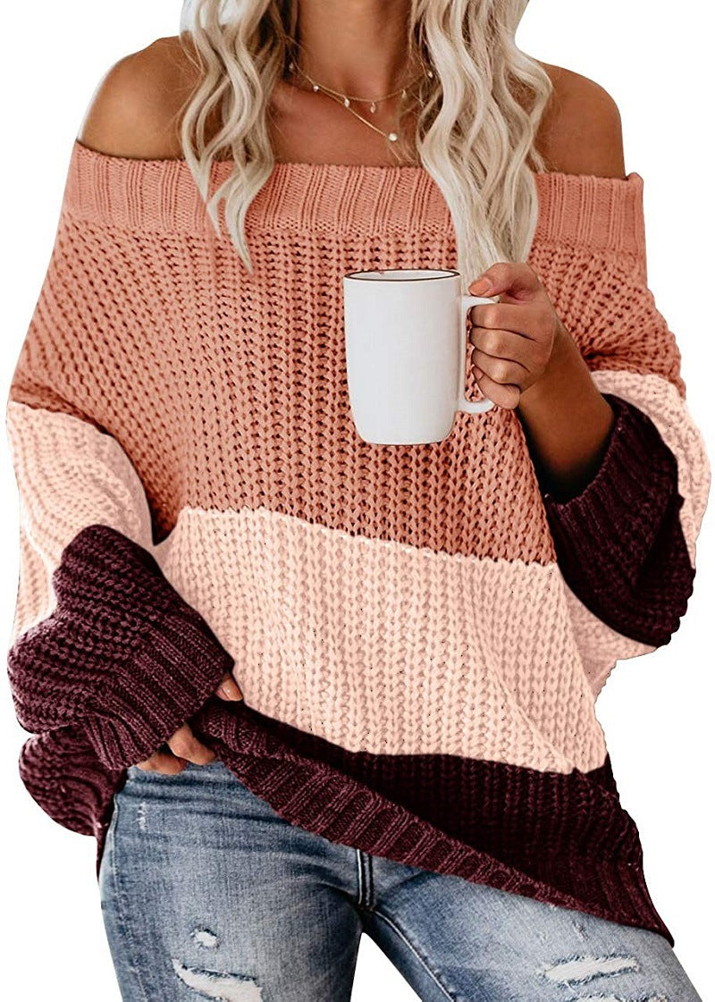 Dame Off Shoulder Casual Langermet Genser