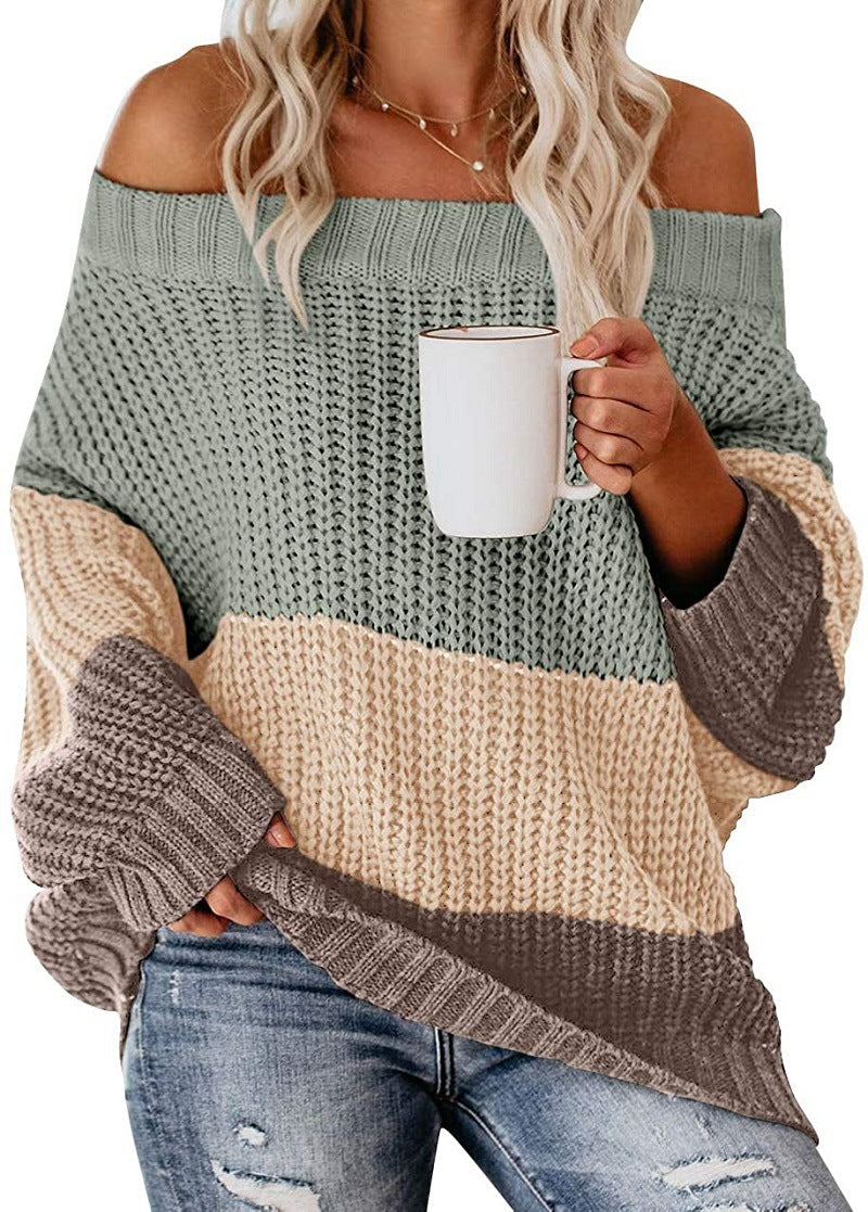Dame Off Shoulder Casual Langermet Genser