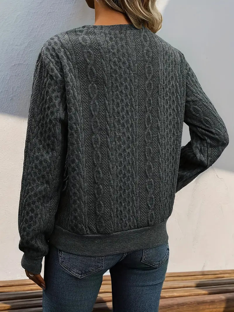 Casual Langermet Genser med Skrå Skulder