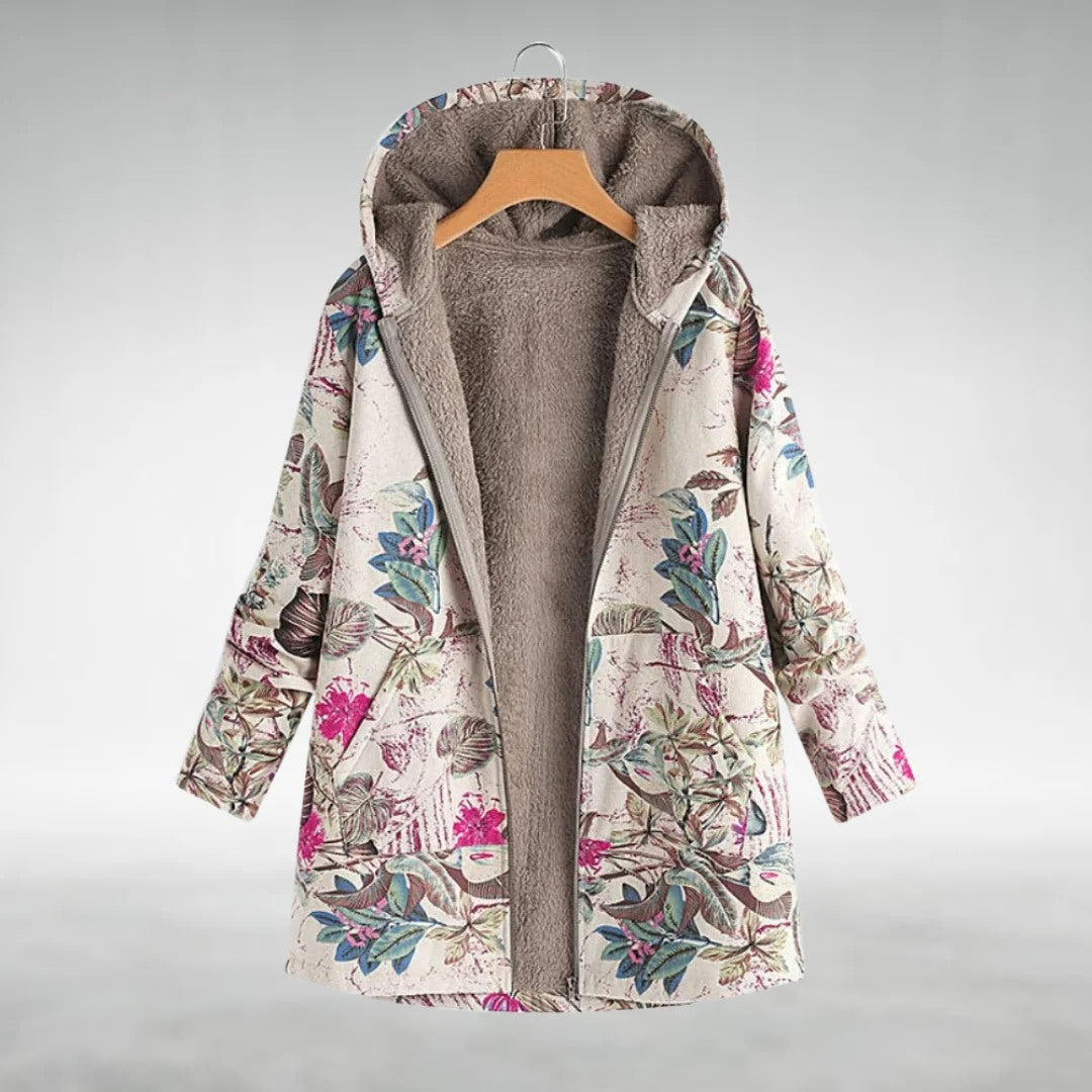Sofia™ | Stilig Blomstret Fleecejakke